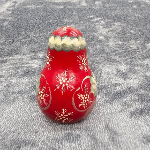 Vintage Russian Roy Poly Santa figurine wood hand painted non nesting chime bell - Picture 5 of 12